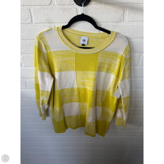 Sweater By Cabi In White & Yellow, Size: S