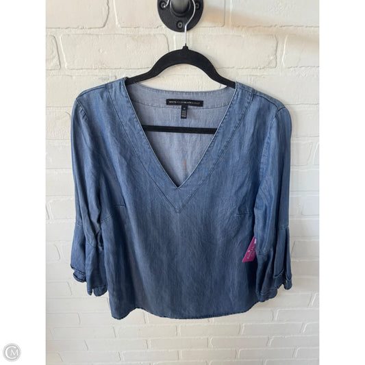 Top 3/4 Sleeve By White House Black Market In Blue Denim, Size: L