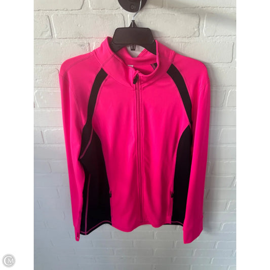 Athletic Top Long Sleeve Collar By Ideology In Black & Pink, Size: Xl