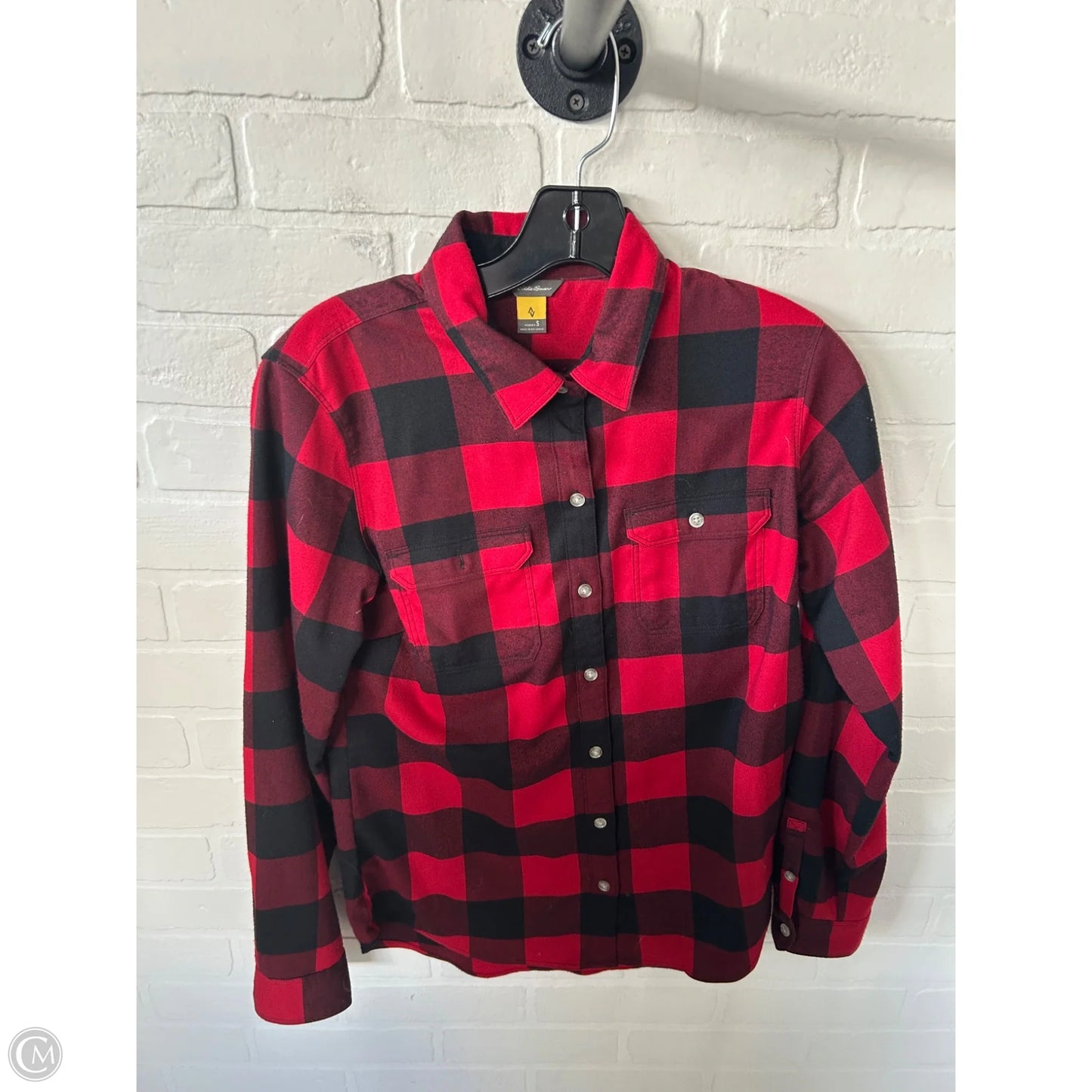 Top Long Sleeve By Eddie Bauer In Black & Red, Size: S
