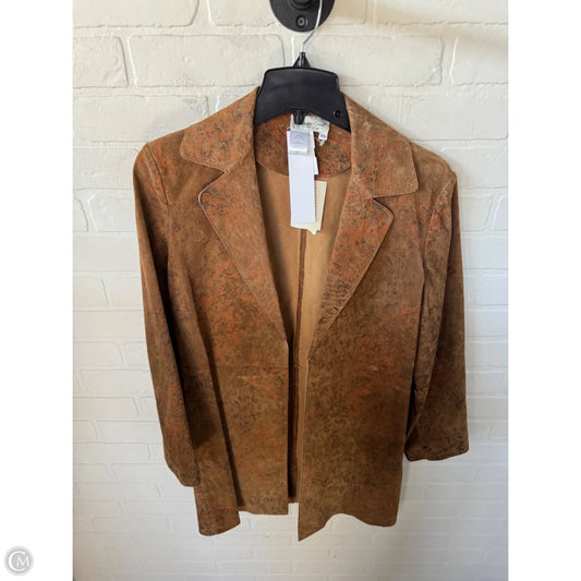 Jacket Leather By Coldwater Creek In Brown & Orange, Size: Xs