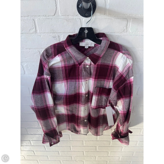 Top Long Sleeve By Loft In Pink & Red, Size: L