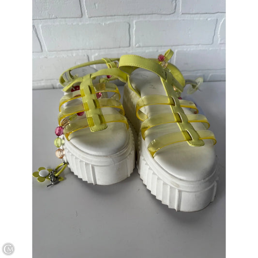 Sandals Heels Platform By Circus By Sam Edelman In White & Yellow, Size: 8