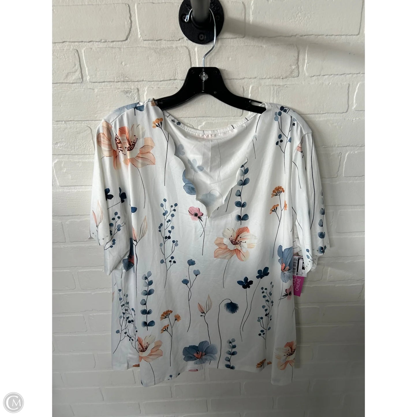 Top Short Sleeve By Cme In Blue & White, Size: 2x