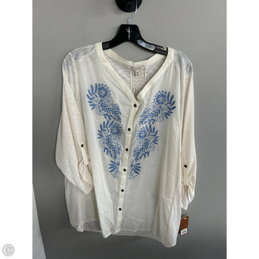 Top 3/4 Sleeve By Sonoma In Blue & Cream, Size: 2x
