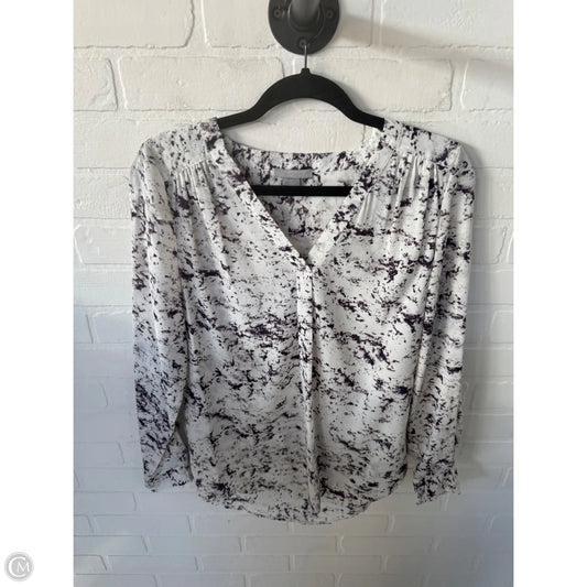 Blouse Long Sleeve By Saint Tropez In Purple & White, Size: S