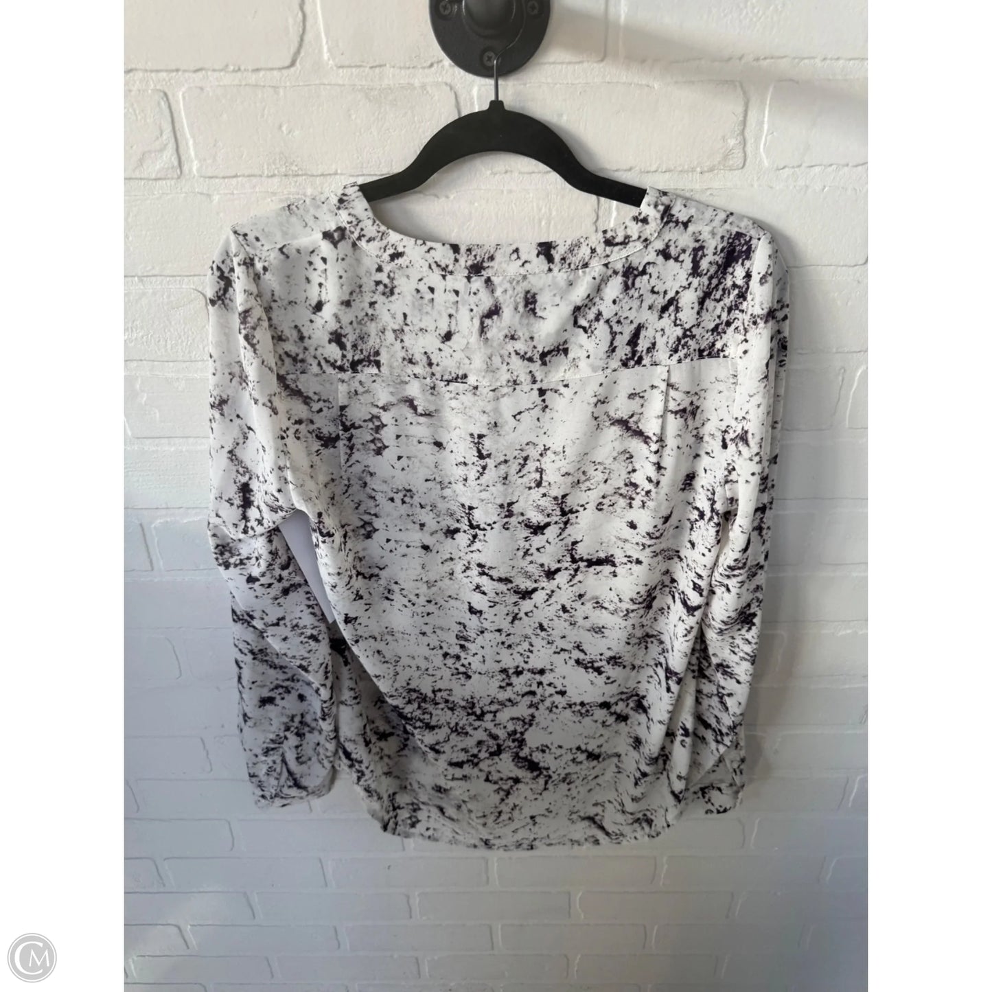 Blouse Long Sleeve By Saint Tropez In Purple & White, Size: S