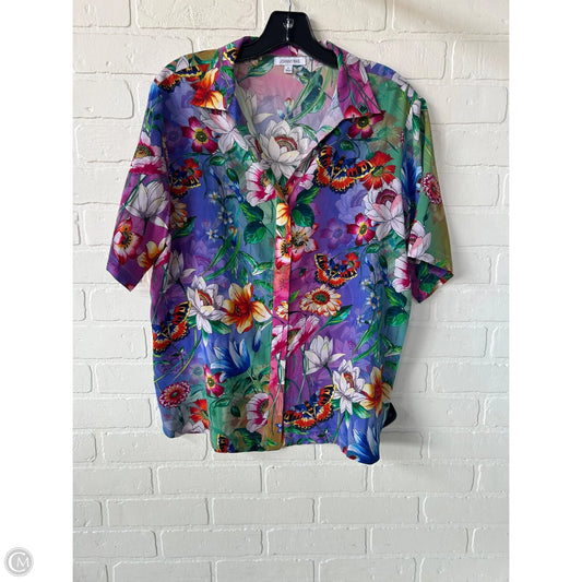 Top Short Sleeve Designer By Johnny Was In Blue & Purple, Size: S