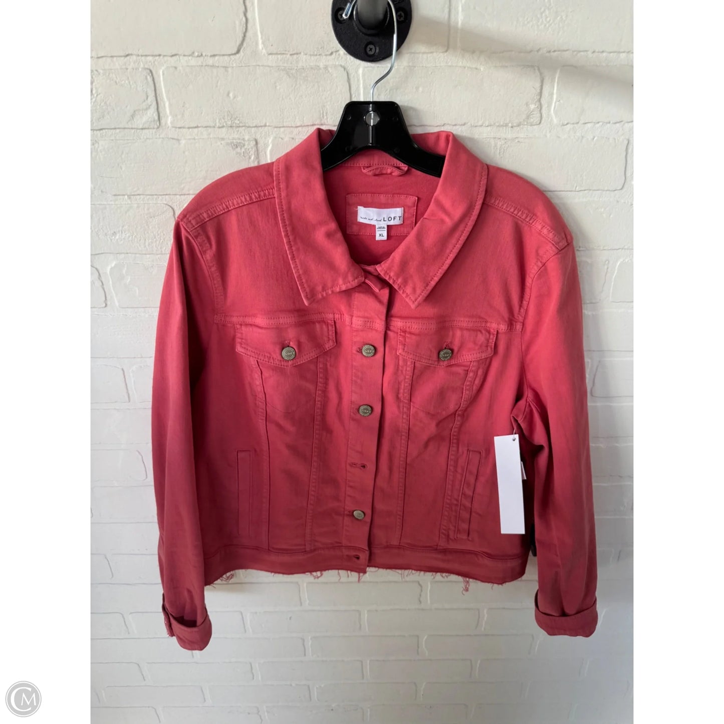 Jacket Denim By Loft In Coral, Size: Xl