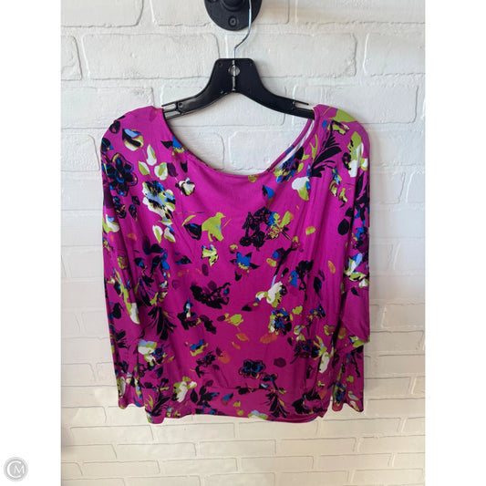 Top Long Sleeve By Inc In Pink & White, Size: L