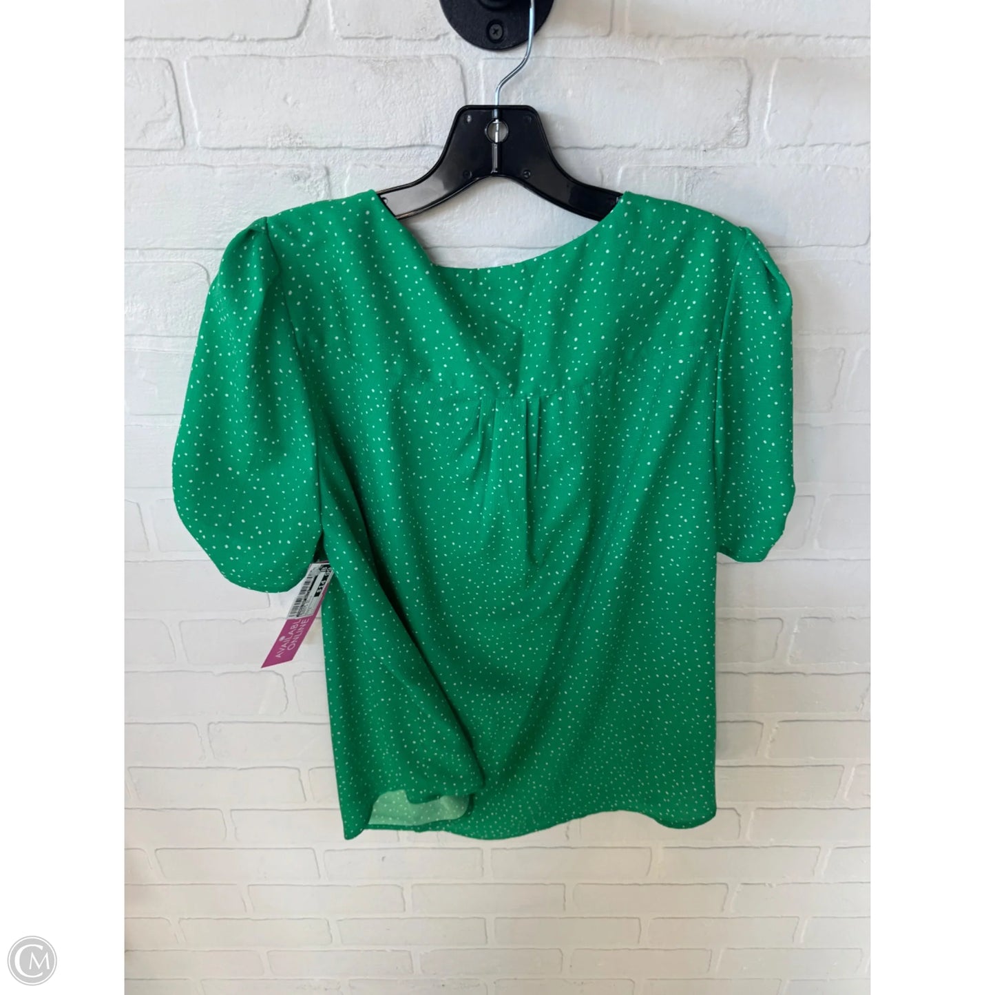 Blouse Short Sleeve By Carolina Belle In Green & White, Size: L
