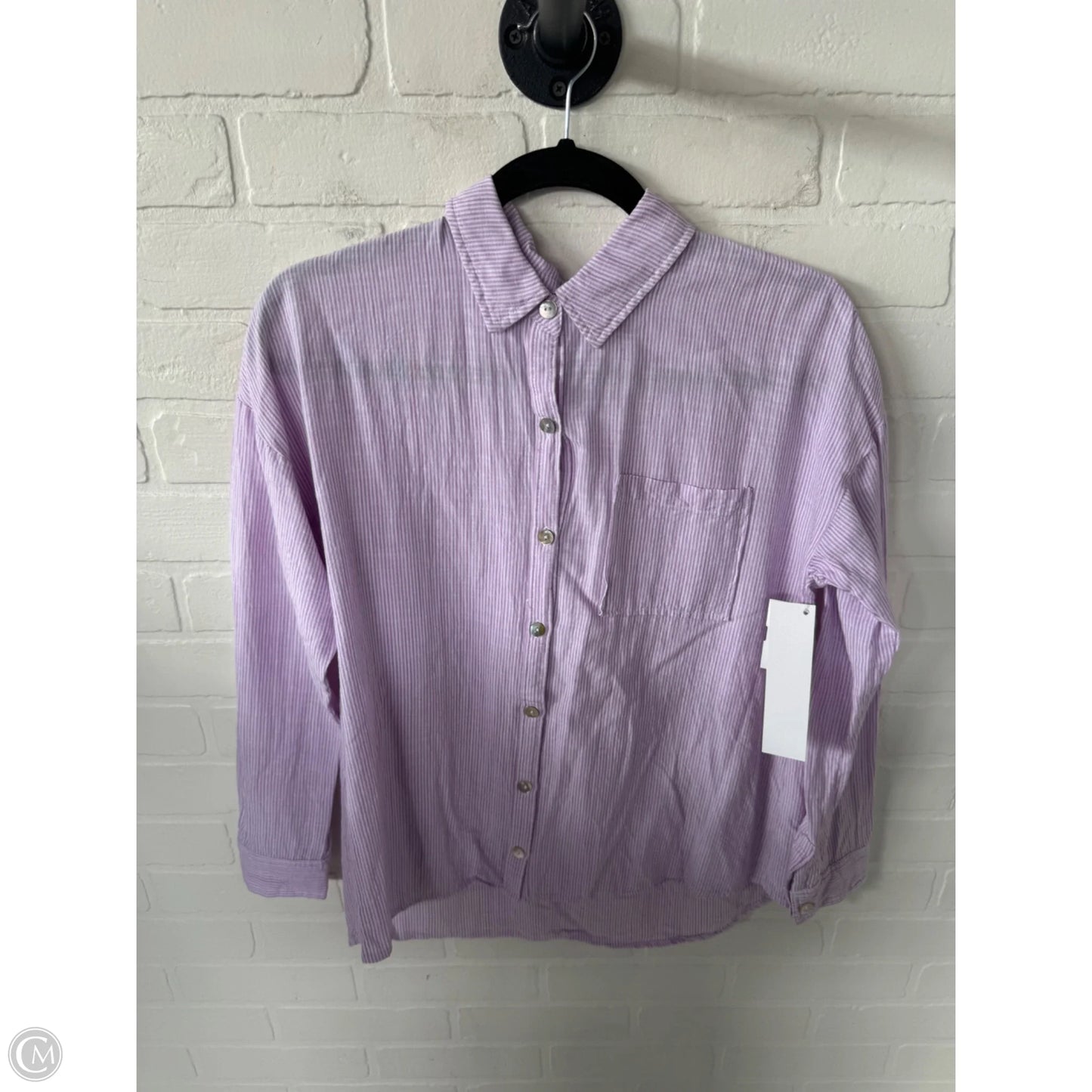 Top Long Sleeve By Be Cool In Purple & White, Size: S