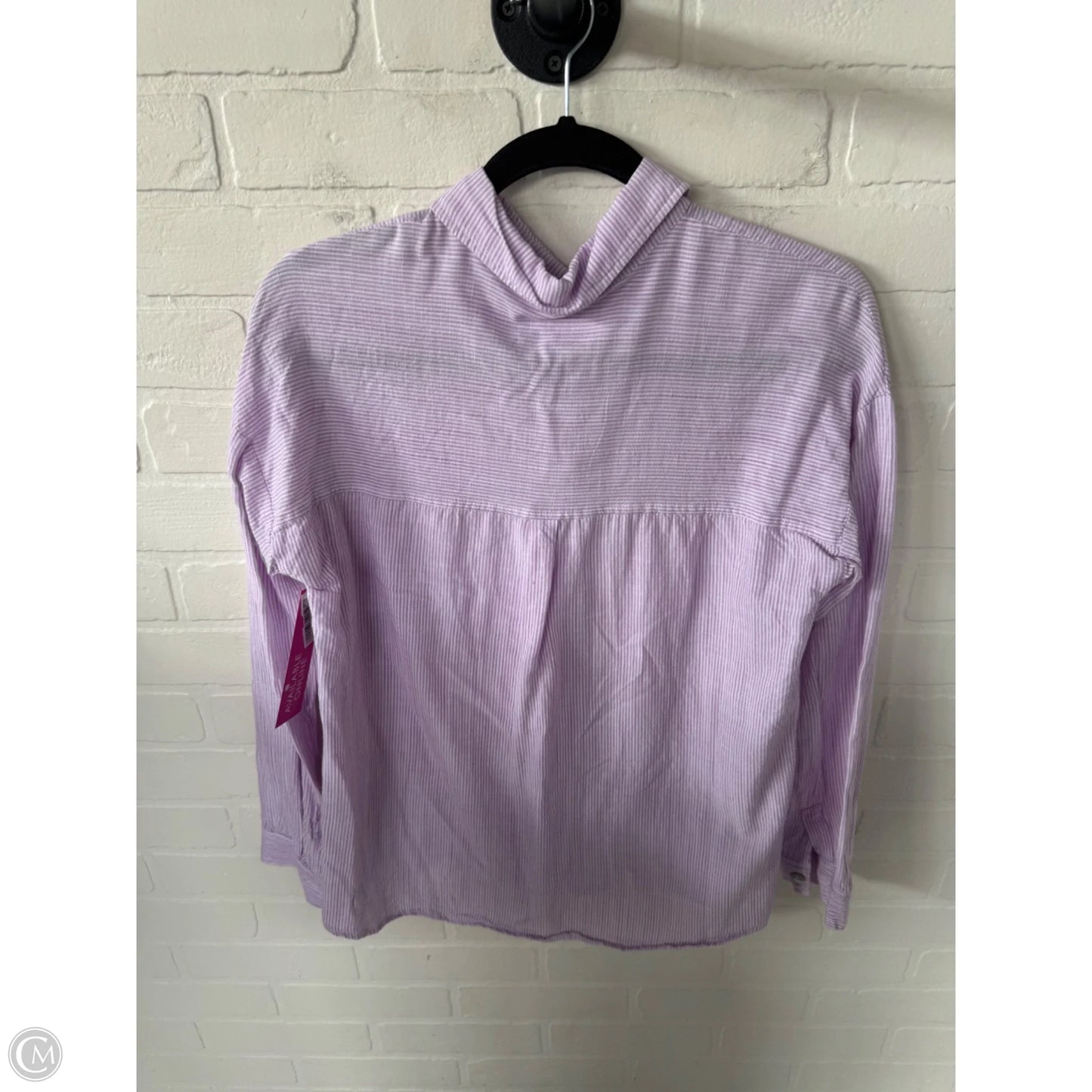 Top Long Sleeve By Be Cool In Purple & White, Size: S