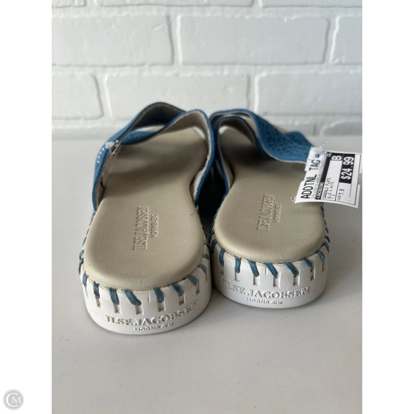 Sandals Flats By Jacobsons In Blue & White, Size: 7.5