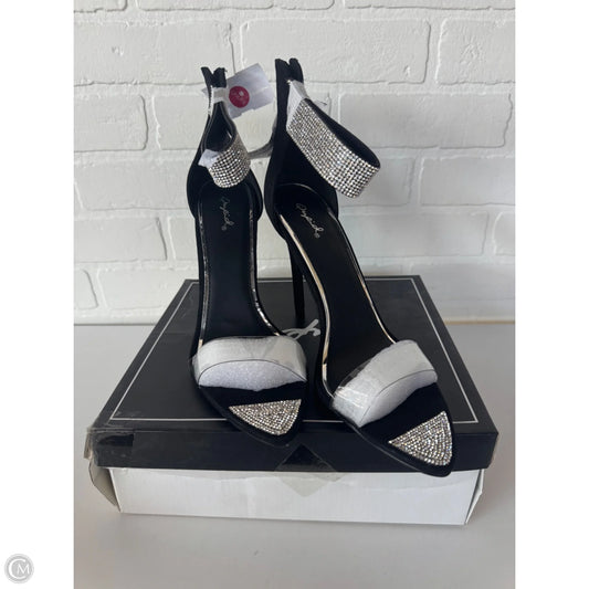 Sandals Heels Stiletto By Qupid In Black & Silver, Size: 10