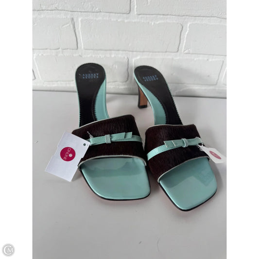 Sandals Heels Block By Audrey Brooke In Blue & Brown, Size: 9.5