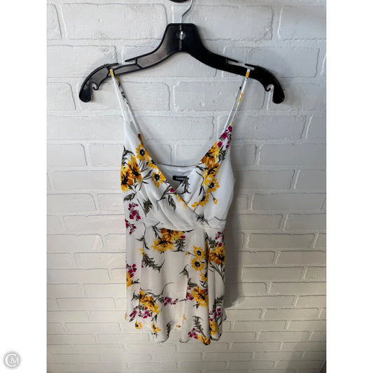 Dress Casual Short By Express In White & Yellow, Size: Xs