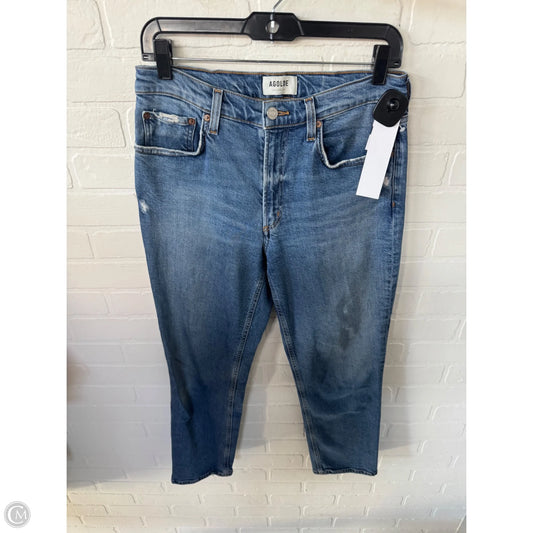 Jeans Straight By Agolde In Blue Denim, Size: 4