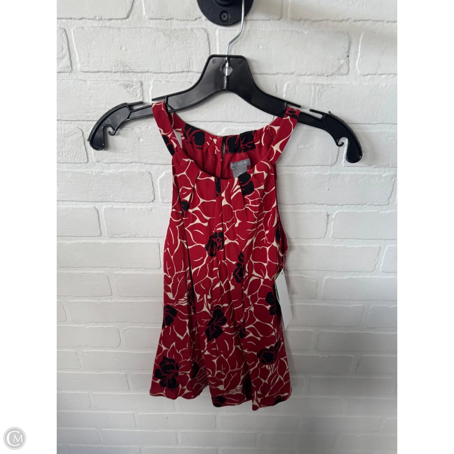 Blouse Sleeveless By Ann Taylor In Red & Tan, Size: Xsp
