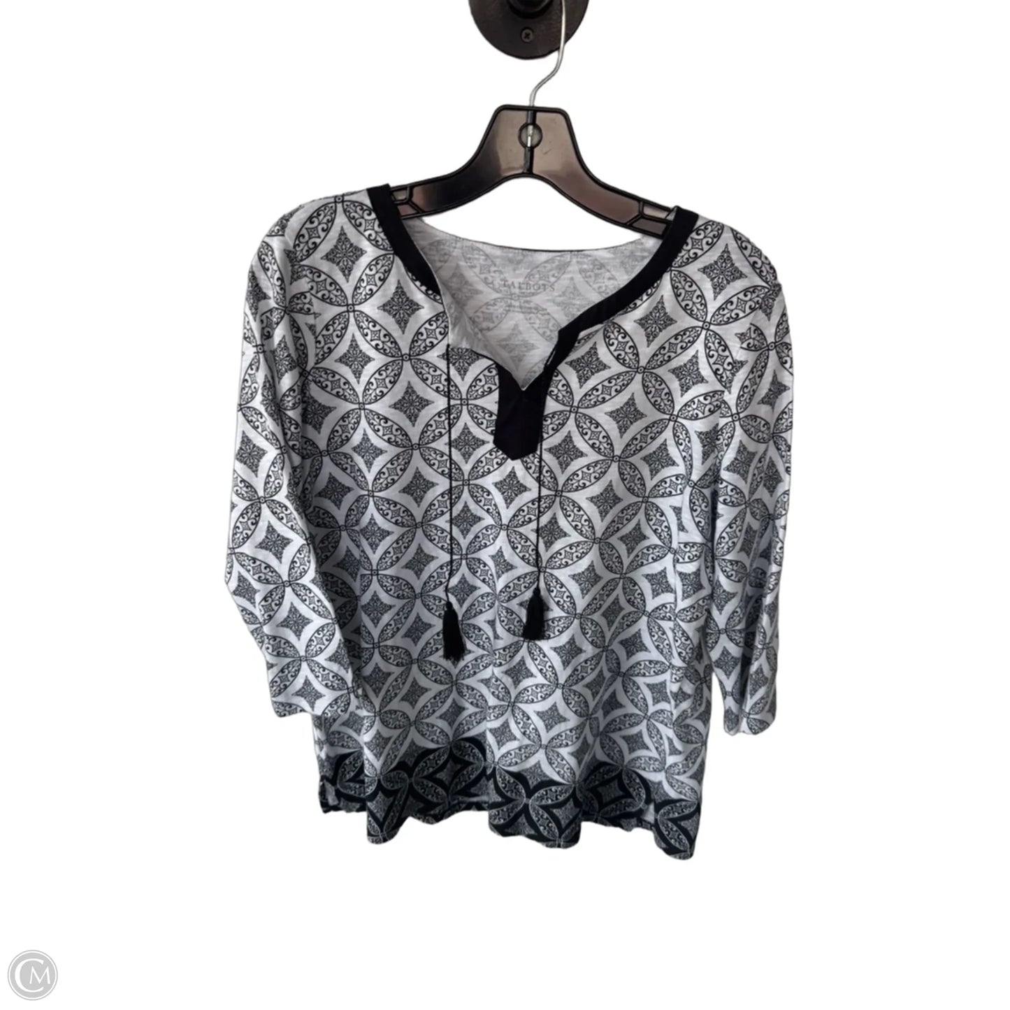 Top 3/4 Sleeve By Talbots In Black & White, Size: Mp
