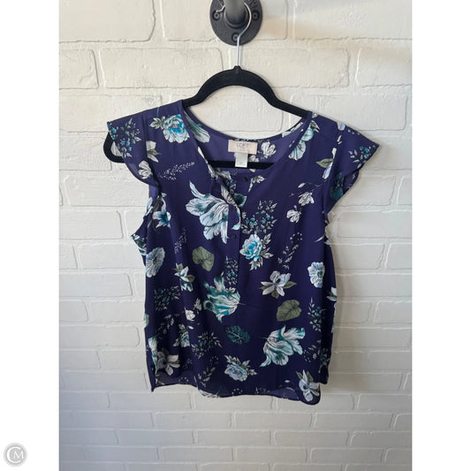 Blouse Sleeveless By Loft In Blue & White, Size: Mp