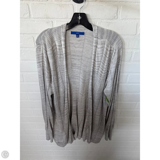 Sweater Cardigan By Apt 9 In Cream & Grey, Size: Xl