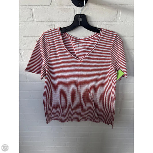 Top Short Sleeve By Chicos In Orange & White, Size: M