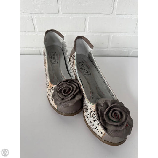 Sandals Heels Block By Spring Step In Taupe, Size: 8.5