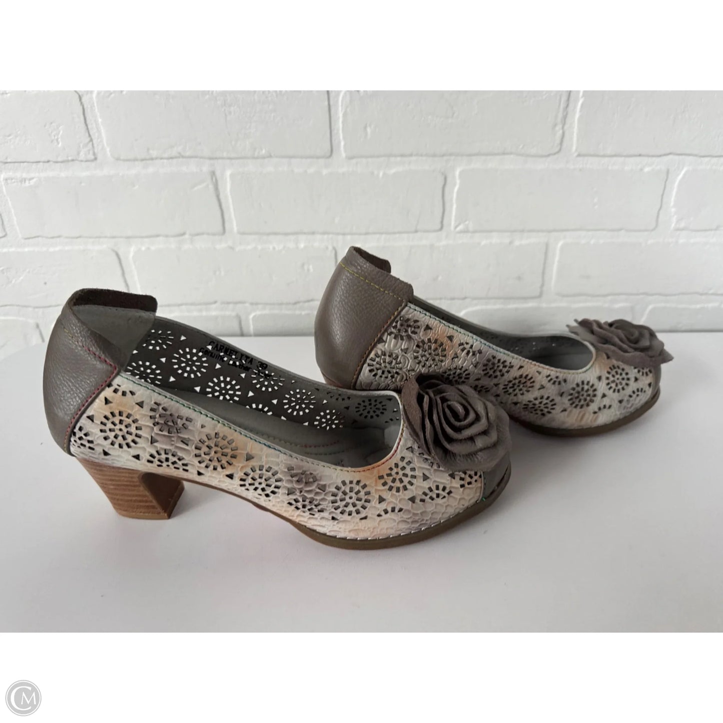 Sandals Heels Block By Spring Step In Taupe, Size: 8.5