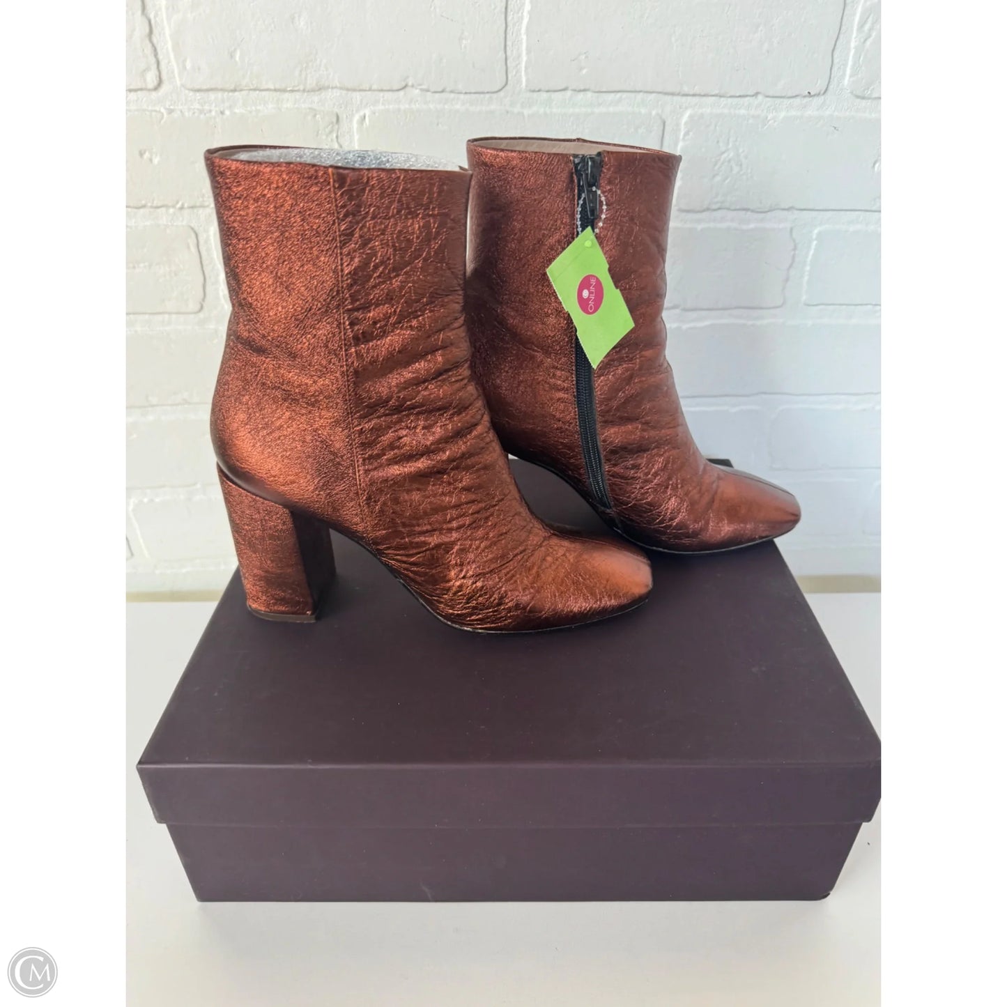Boots Ankle Heels By Cmb In Copper, Size: 7.5