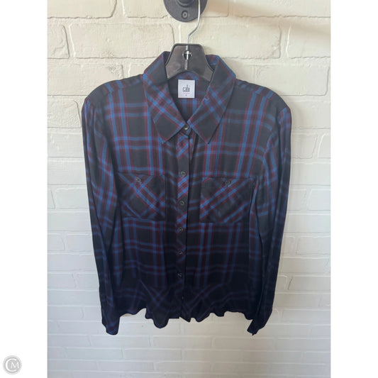 Blouse Long Sleeve By Cabi In Black & Blue, Size: S