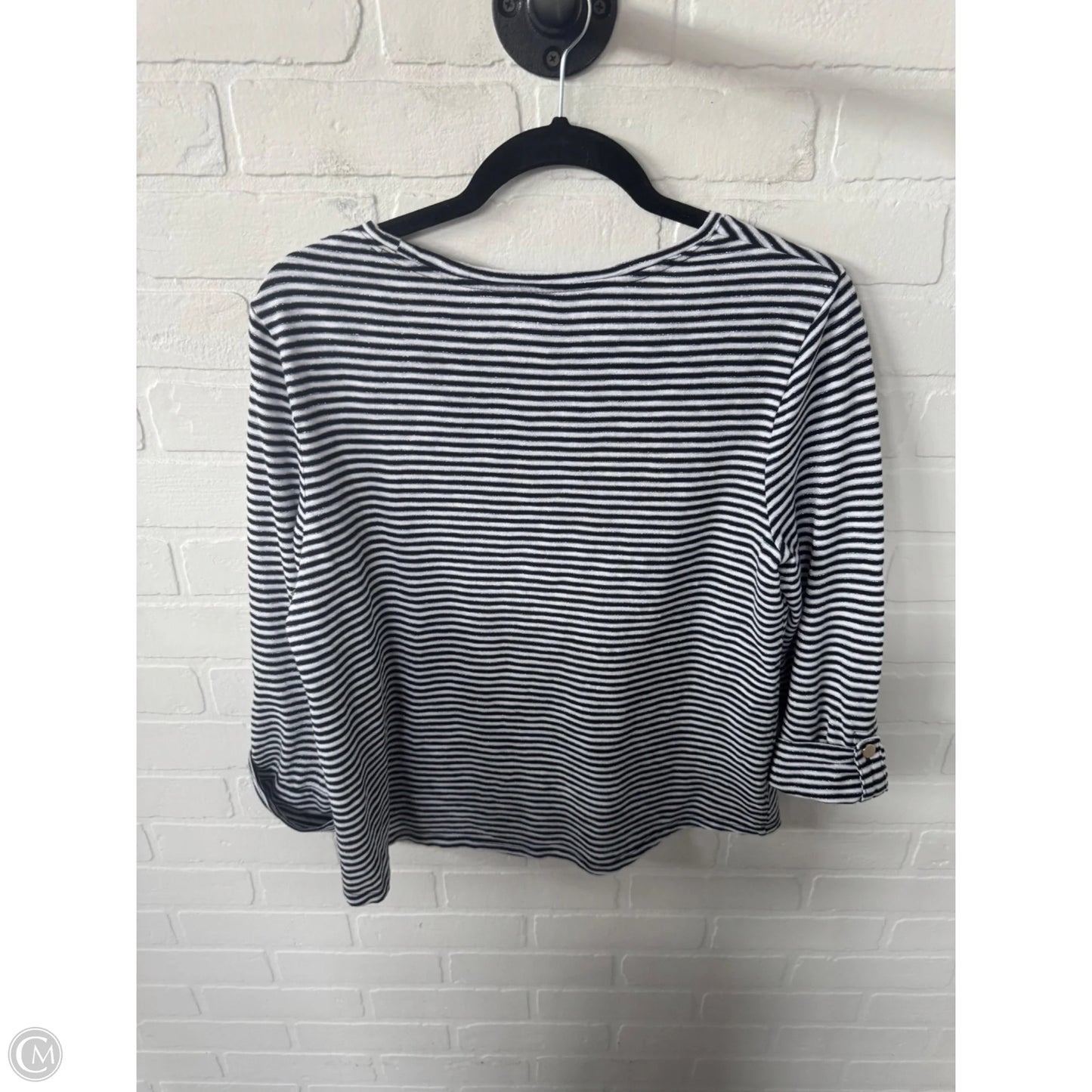 Top 3/4 Sleeve By Chicos In Black & White, Size: M