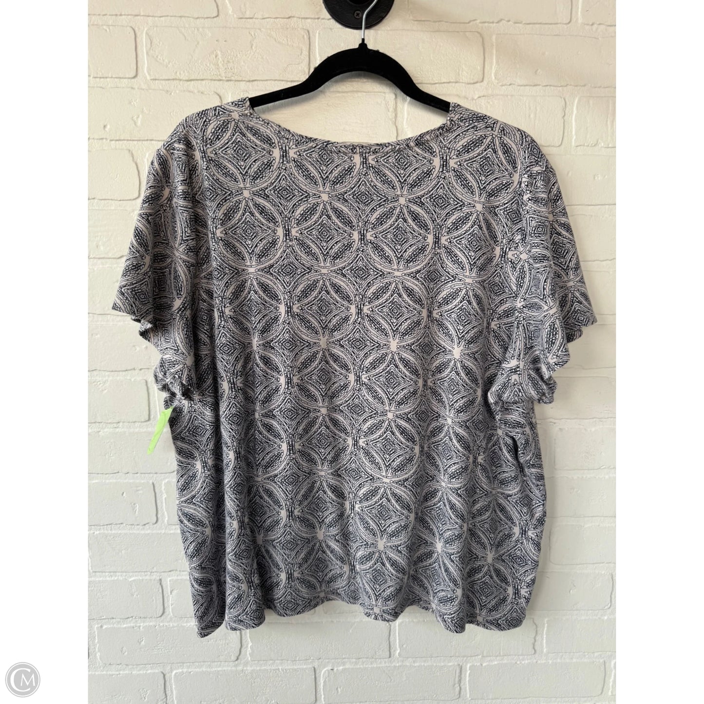 Top Short Sleeve By Croft And Barrow In Blue & Tan, Size: 2x