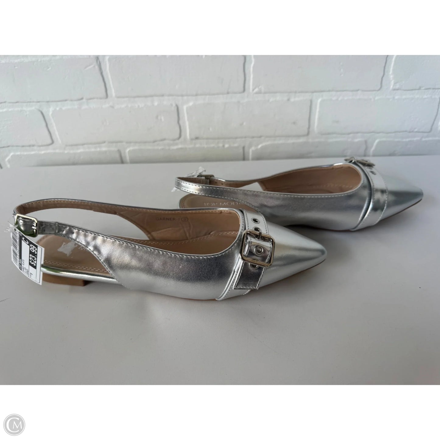 Shoes Flats By Top Moda In Silver, Size: 9