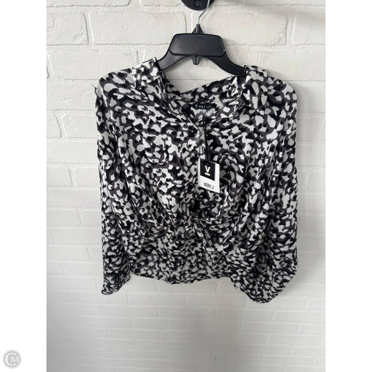 Blouse Long Sleeve By Very J In Grey & White, Size: S
