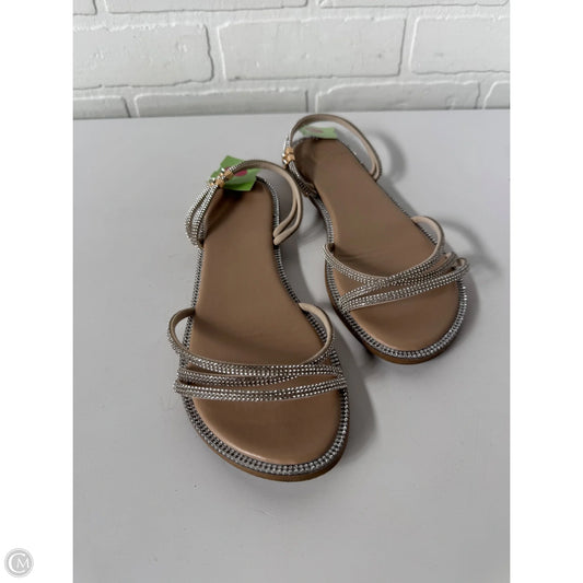 Sandals Flats By Cme In Silver & Tan, Size: 7.5