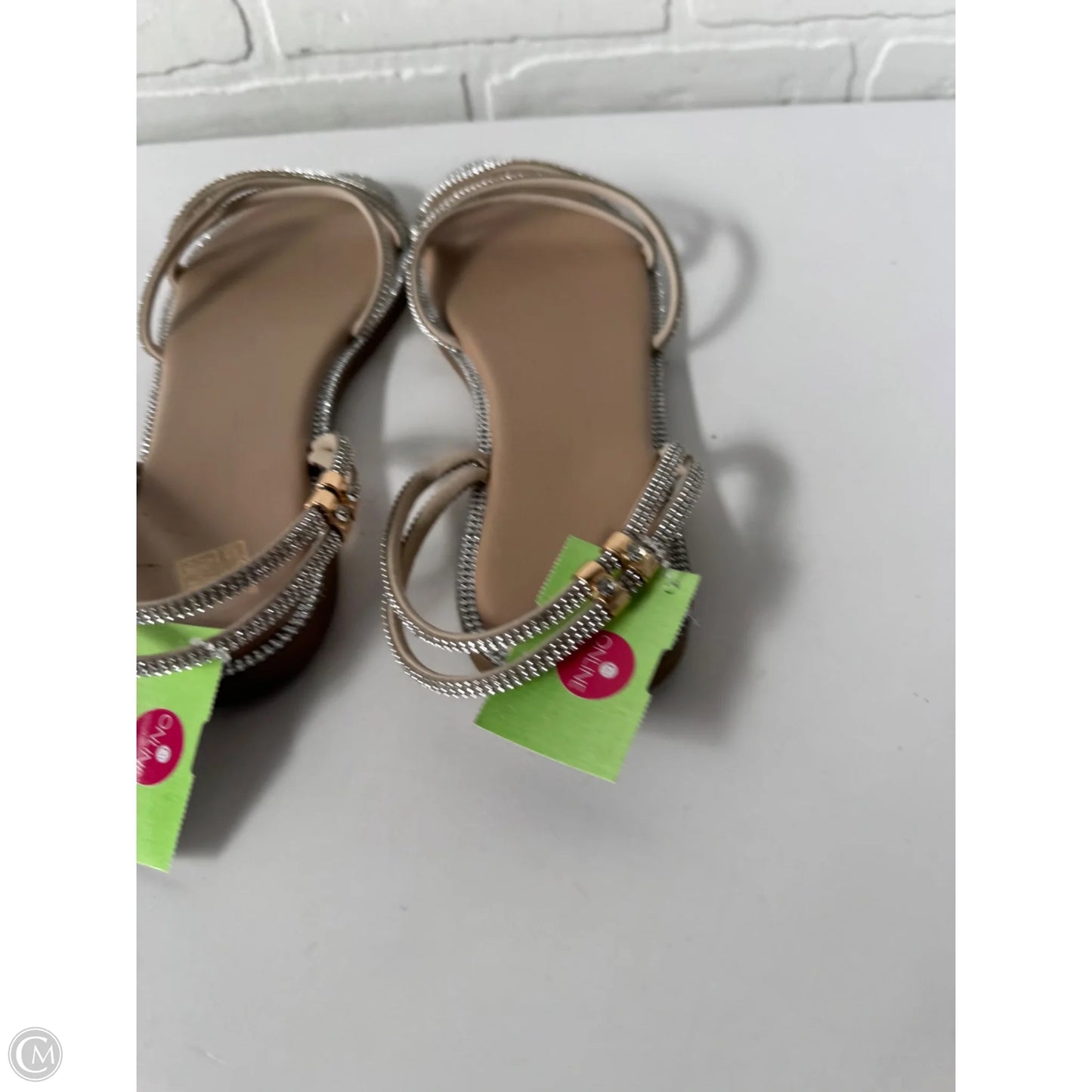 Sandals Flats By Cme In Silver & Tan, Size: 7.5