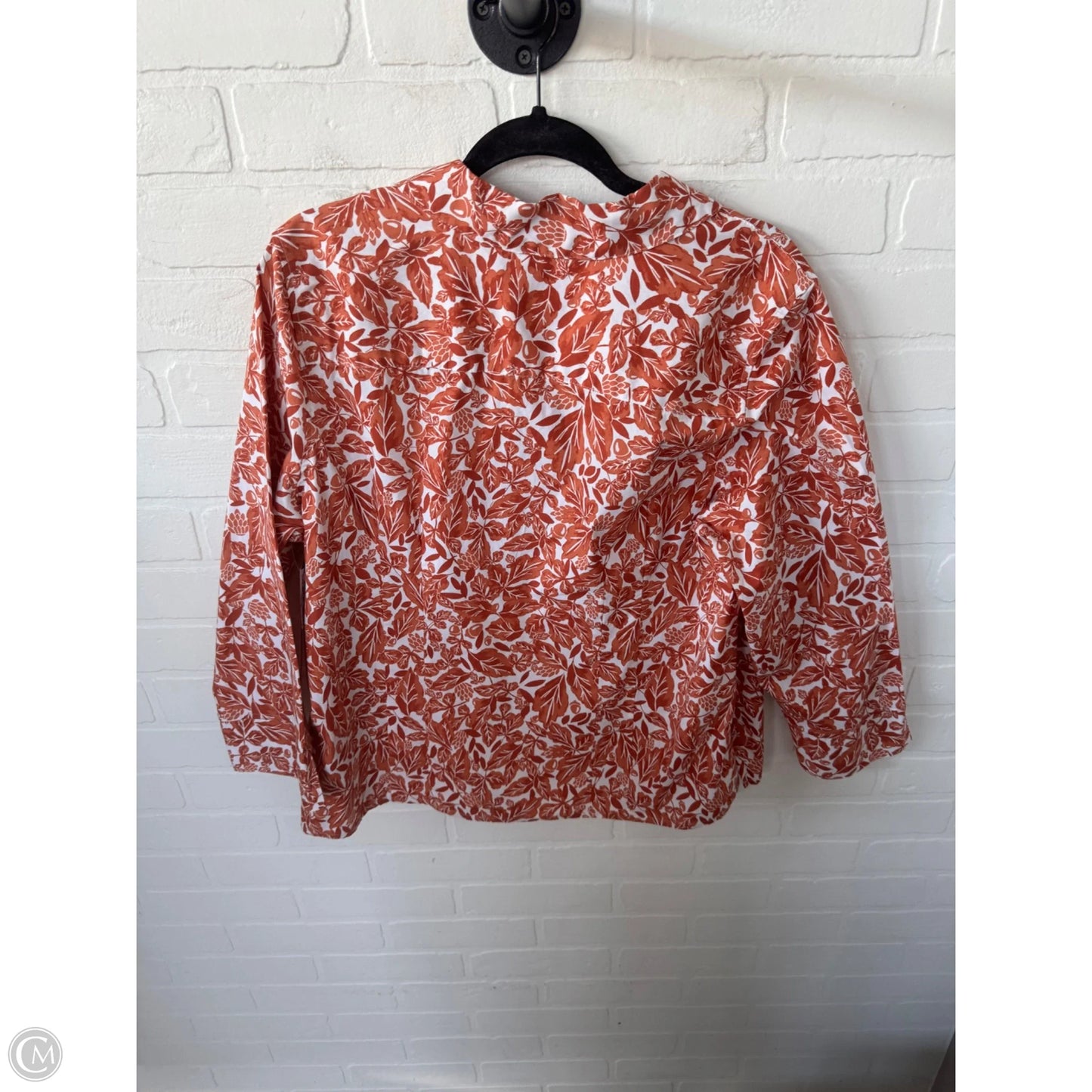 Top 3/4 Sleeve By Croft And Barrow In Orange & White, Size: Xlp