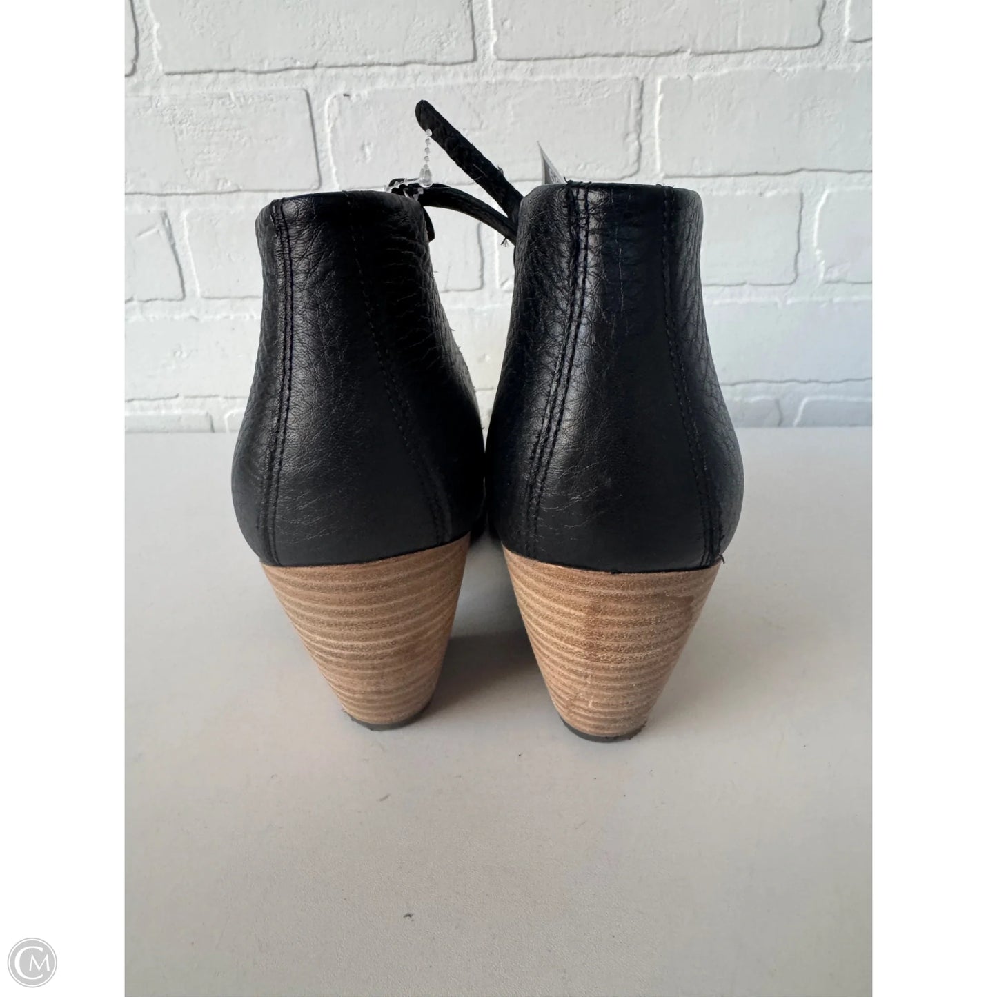Boots Ankle Heels By Ecco In Black & Brown, Size: 11.5