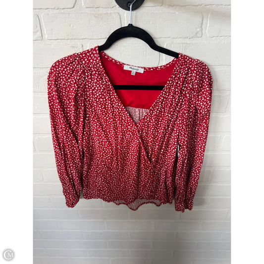 Top 3/4 Sleeve By Madewell In Red & White, Size: Xxs