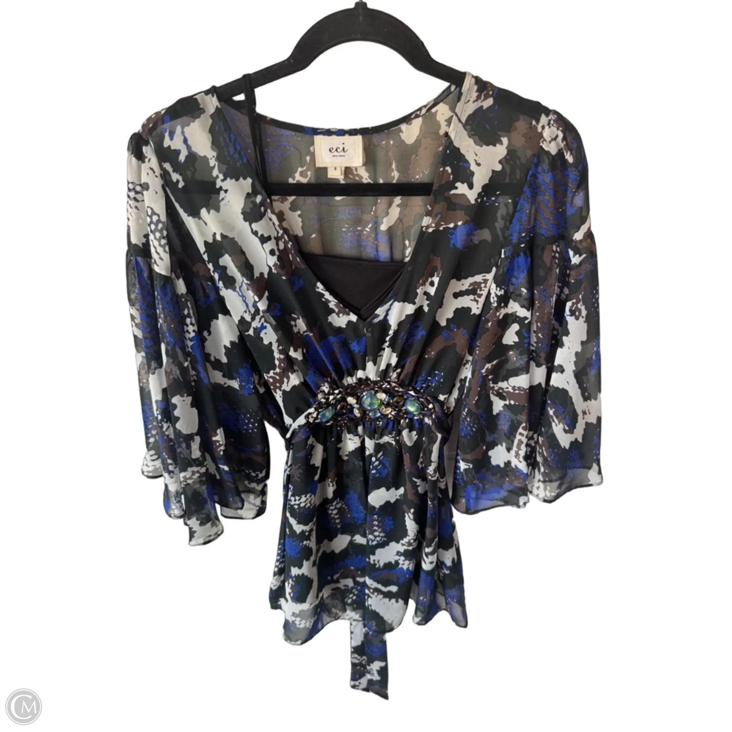 Top Short Sleeve By Eci In Blue & Green, Size: M