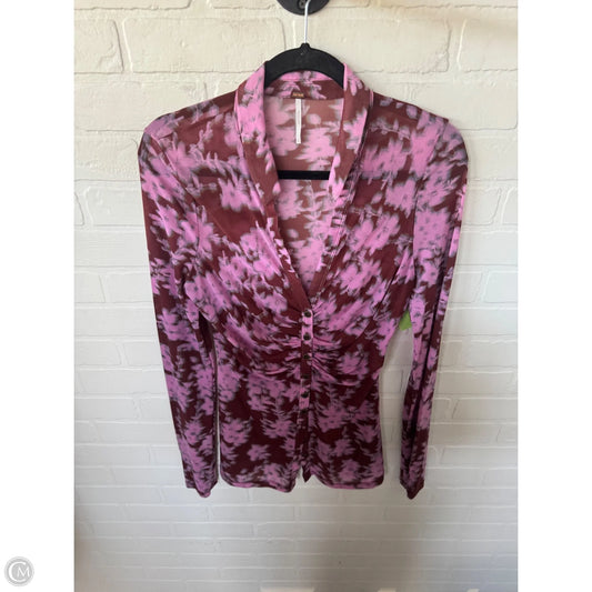 Tunic Long Sleeve By Free People In Brown & Pink, Size: M