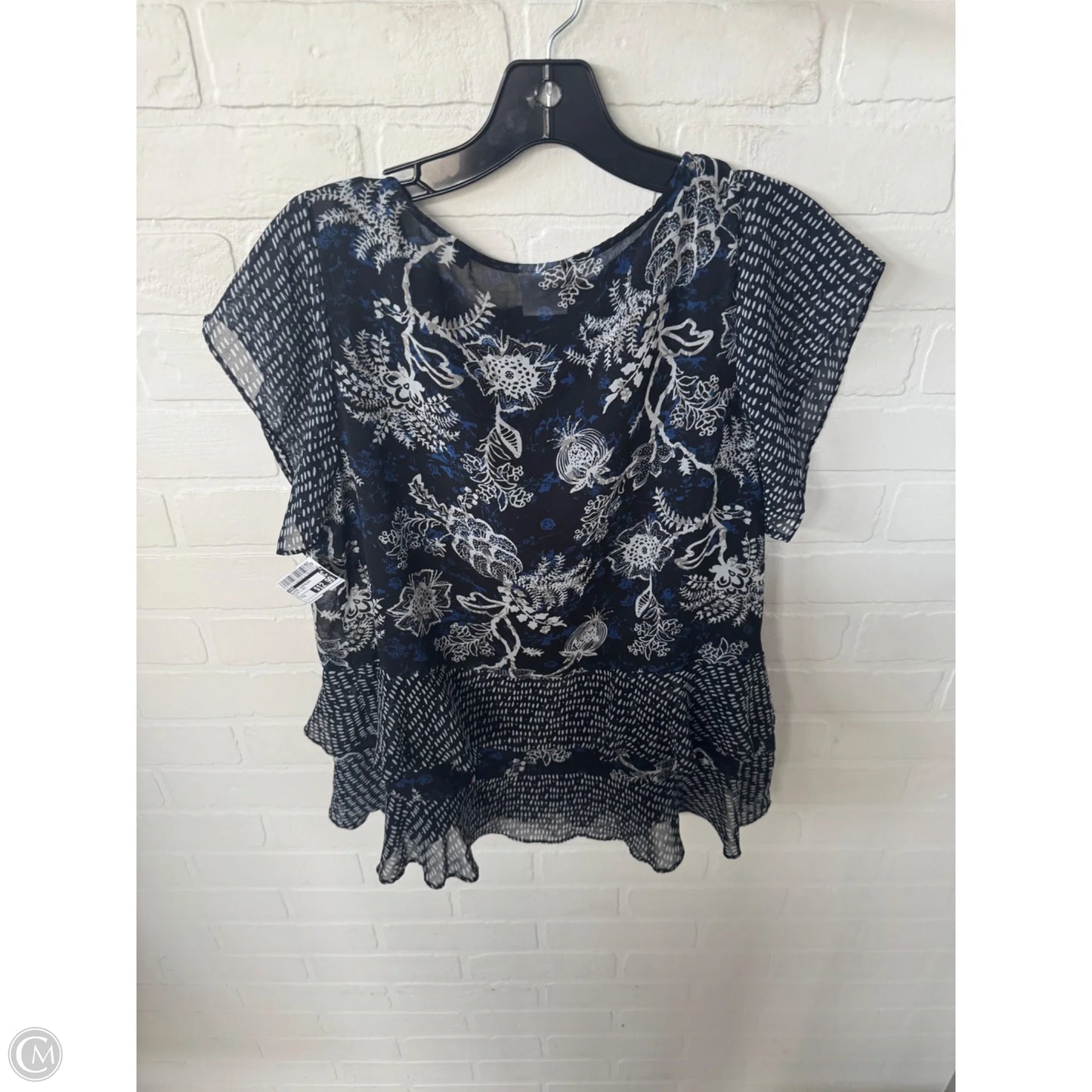 Blouse Sleeveless By Cabi In Black & Grey, Size: M