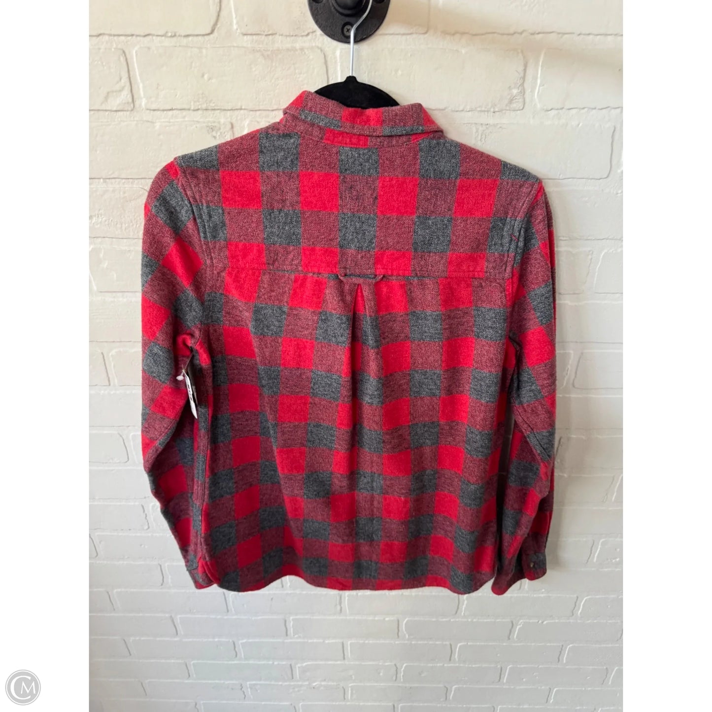 Top Long Sleeve By American Eagle In Grey & Red, Size: M