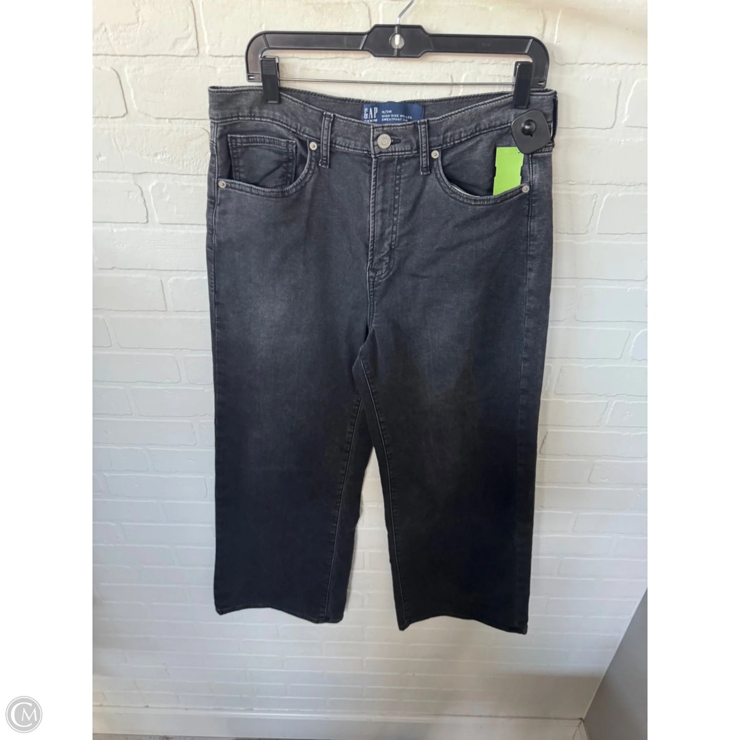 Jeans Wide Leg By Gap In Black Denim, Size: 12