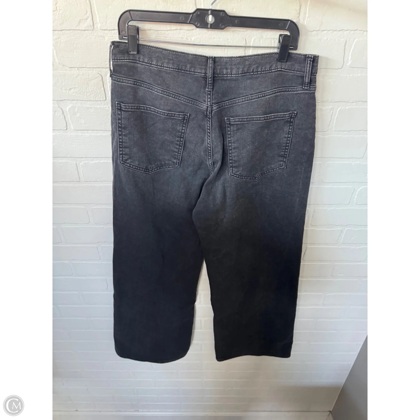 Jeans Wide Leg By Gap In Black Denim, Size: 12