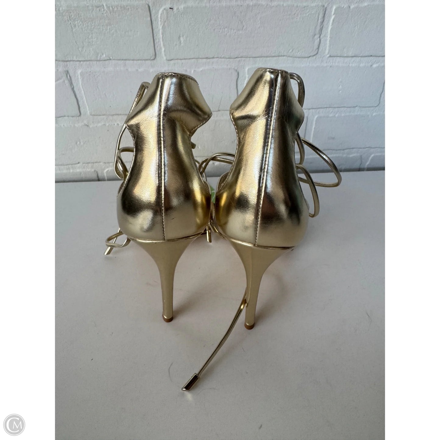 Sandals Heels Stiletto By Nine West In Gold, Size: 8