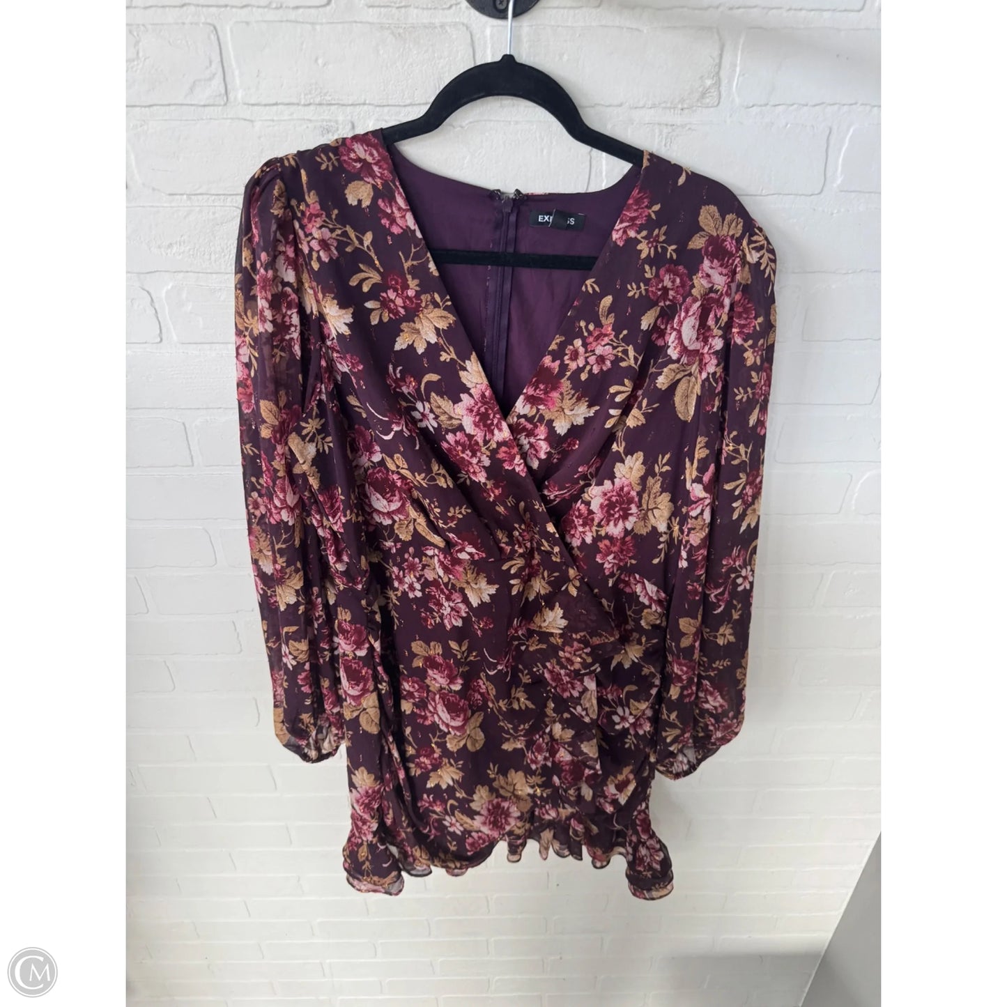 Dress Work By Express In Purple & Tan, Size: Xl