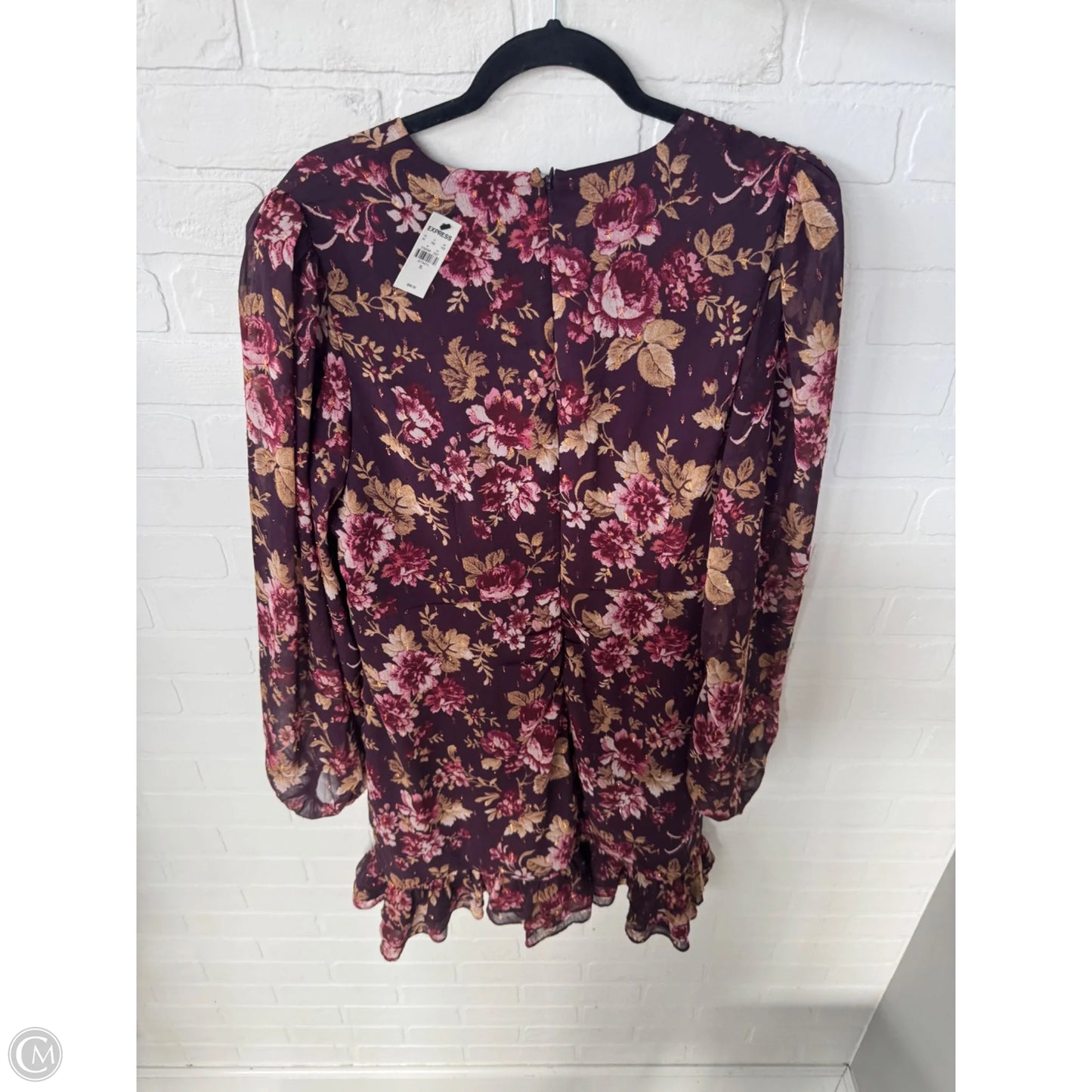 Dress Work By Express In Purple & Tan, Size: Xl