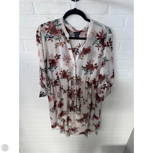 Tunic 3/4 Sleeve By Torrid In Cream & Orange, Size: 2x